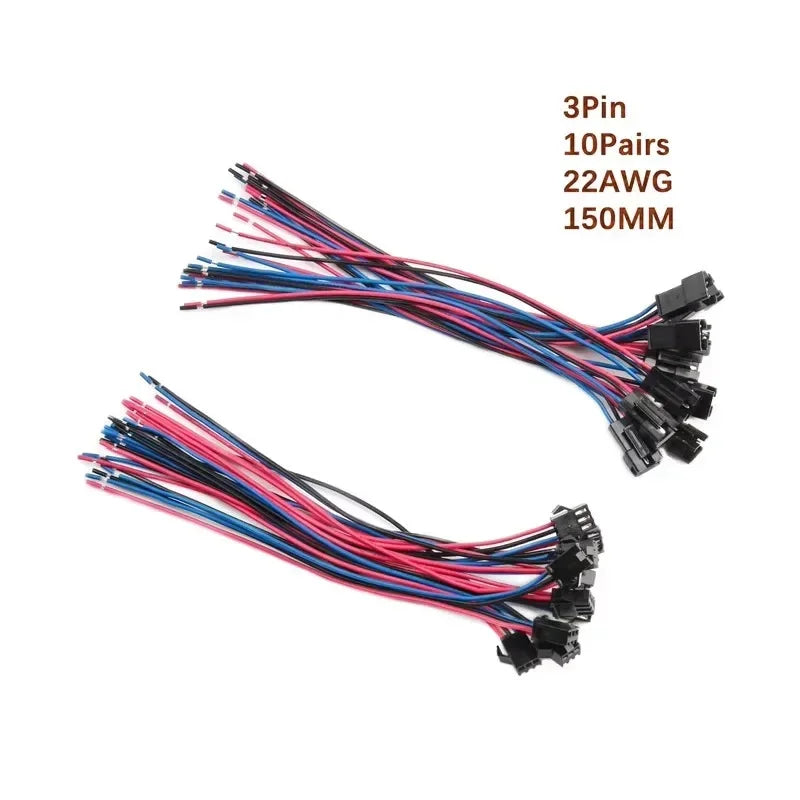 5/10 Pairs JST SM 2.54mm Pin Connector Set Male to Female Electrical Cable Wire Connector for DIY Projects 2P to 9P