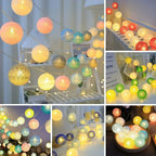 20LED Cotton Balls String Lights Waterproof Fairy Garland Lamp Outdoor Garden Patio Wedding Christmas Home Decoration Soft Warm