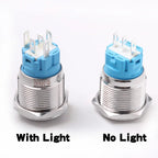 19MM LED Metal Button Switch Stainless Steel 1NO1NC Momentary Latching High Head Lamp Waterproof Button 12V 24V 220V