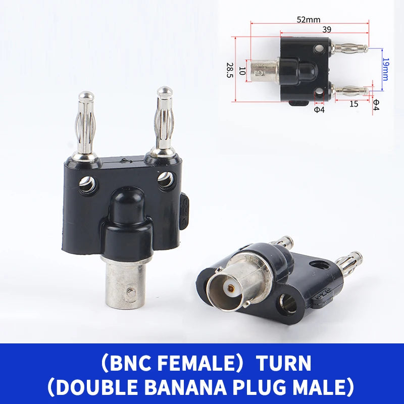 Coaxial RF Adapter: BNC Banana to Two 4mm Banana Male Female Jack 3Way Splitter