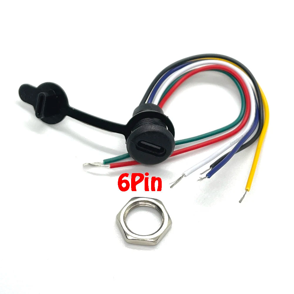 USB-C 2P High Current Charging Socket with PH2.54 Nut Snap Lock Plate USB TYPE-C Female Type C Waterproof Female Connector JacK