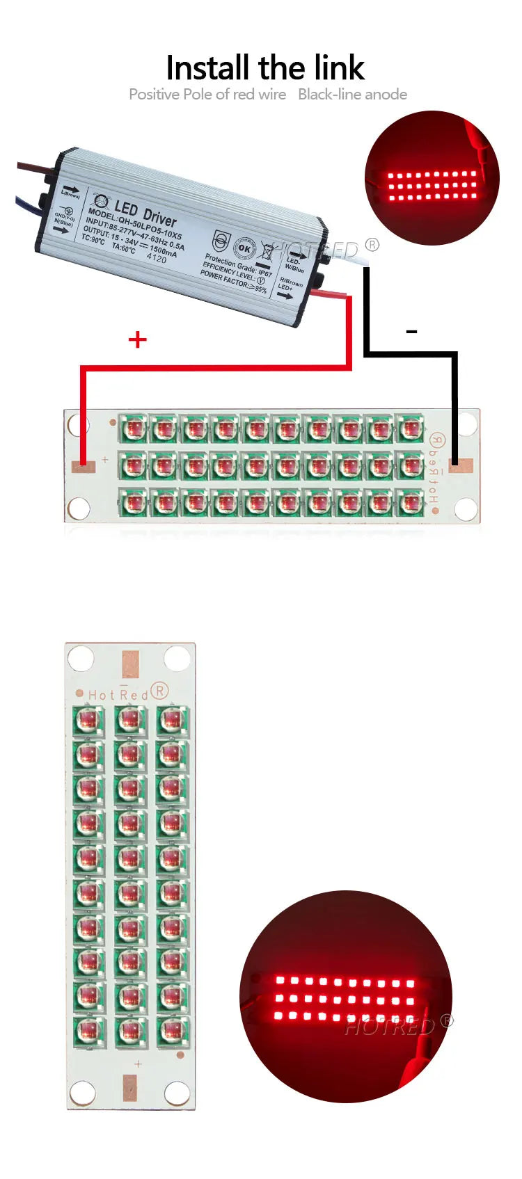 High Power LED Chip IR Infrared 730nm 810Nm 850nm 940nm Deep Red 660nm 30W 50W 100W Grow Plant Light for Night Vision CCTV Camer