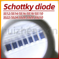 50PCS SS12 SS14 SS16 SS18 SS110 SS22 SS24 SS26 SS28 SS210 1A 2A Schottky diode SMA/DO-214AC