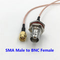 1Pcs SMA / RP-SMA Male / Female Plug to BNC Female with Nut Bulkhead Jack Extend RG316 RF Coaxial Cable Connector 10cm to 2M