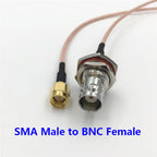1Pcs SMA / RP-SMA Male / Female Plug to BNC Female with Nut Bulkhead Jack Extend RG316 RF Coaxial Cable Connector 10cm to 2M