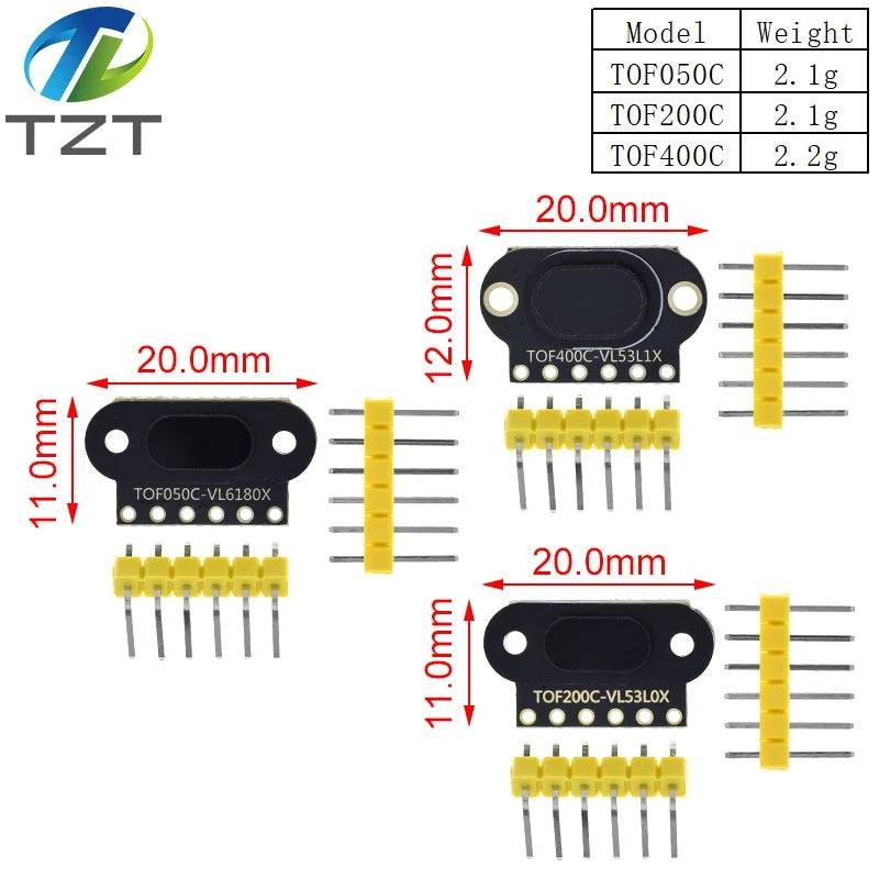 VL6180/VL53L0X/VL53L1X Time of Flight (ToF) Laser Ranging Sensor Module TOF050C TOF200C TOF400C 50CM/2M/4M IIC For Arduino STM32