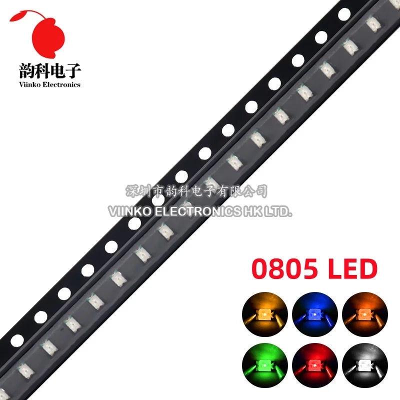 SAMIROB 100pcs/Lot 0805 SMD LED White Ice Blue Red Blue Yellow Green Orange Warm White Pink Purple RGB 2012 Light Emitting Diode