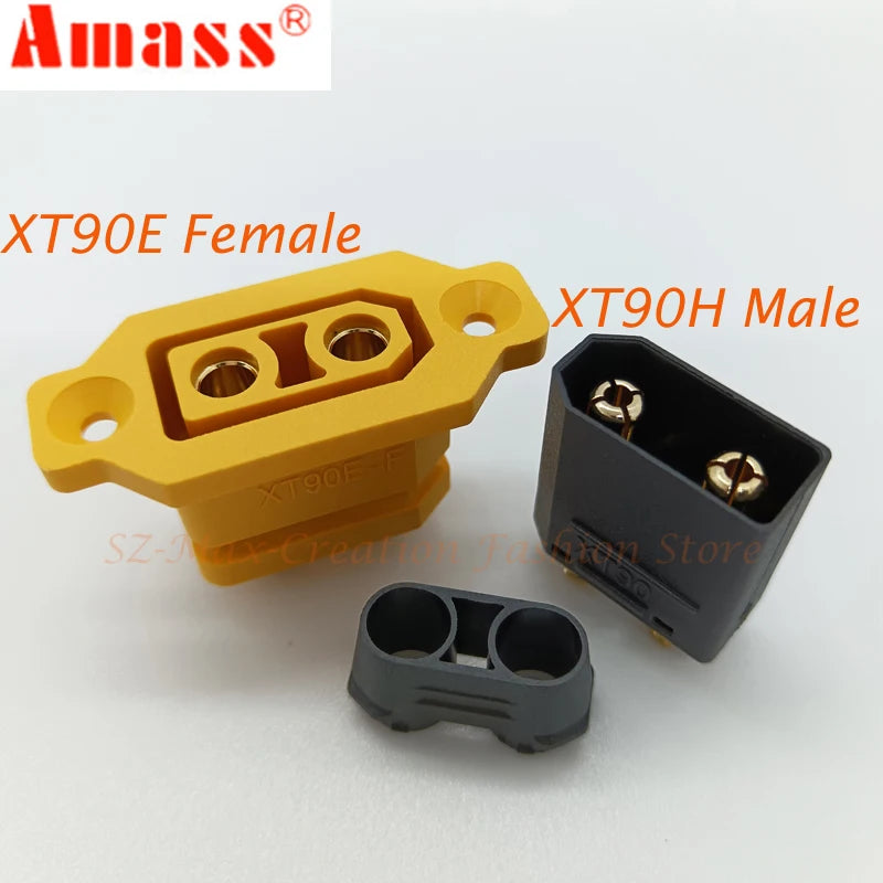 Original Amass XT90E-F Battery Connector XT90E Female Plug Gold-plated XT90 Mountable Connector Plug  Yellow Socket
