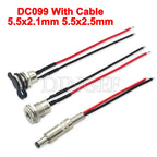 DC099 5.5 x 2.1mm  5.5 x 2.5mm DC Power Socket Threaded Female Connector Adapter With 20AWG Cable Wires DC-099 10CM 20CM
