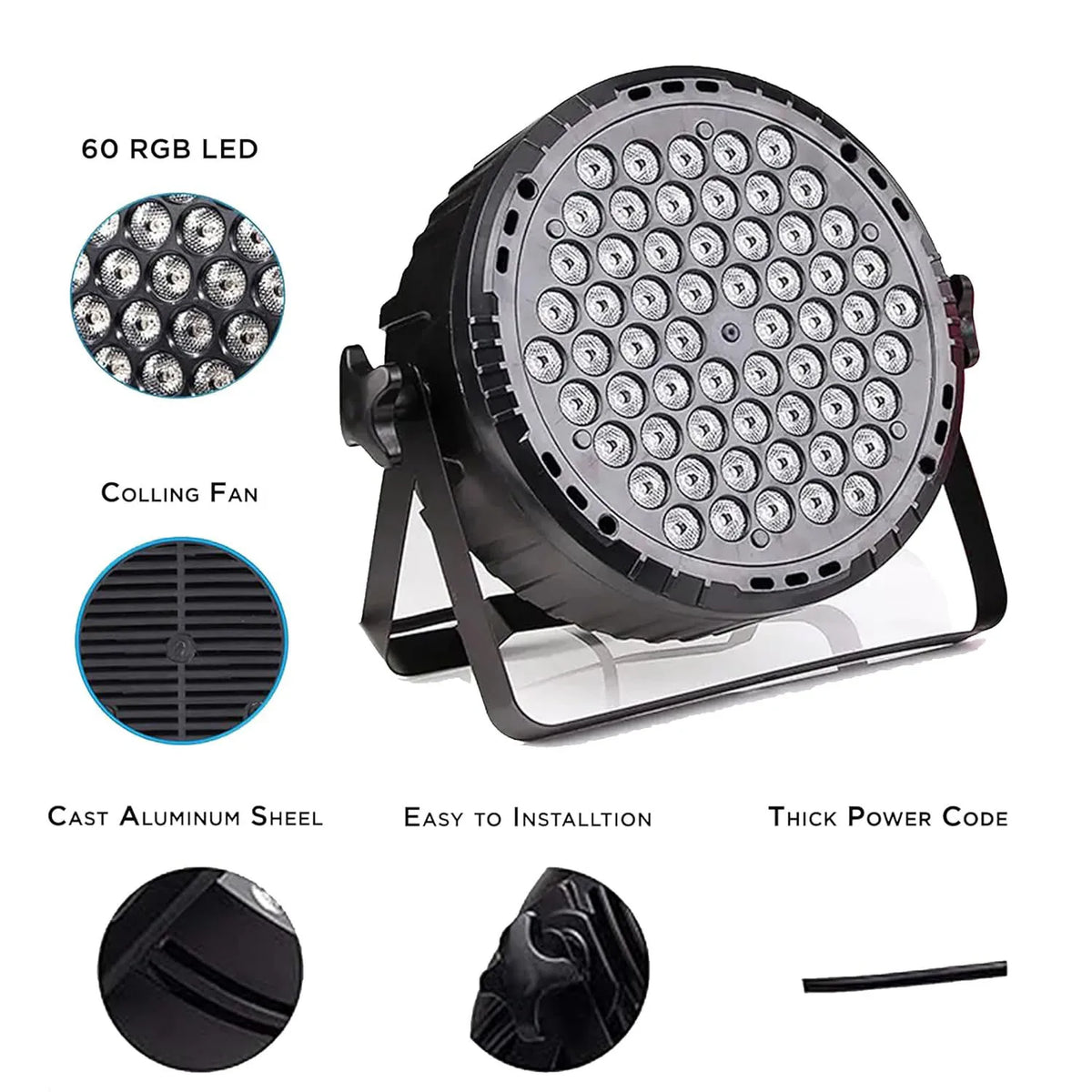 8PCS 60LED Par Light RGB Stage Light DMX512 Sound-Activated DJ Disco Light Wedding Festival Bar Atmosphere Light Audience Light