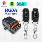 RF Wireless Remote Control Light Switch 433Mhz 110V 220V 230V 30A High Power Relay,ON/OFF Transmitter,for Water Pump Lamp Fan