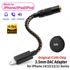 HiFi Audio Adapter Cable for Lightning to 3.5mm Headphone Amplifier Original C100 Chip DAC Audio Decoder for iPhone 14/13/12/11