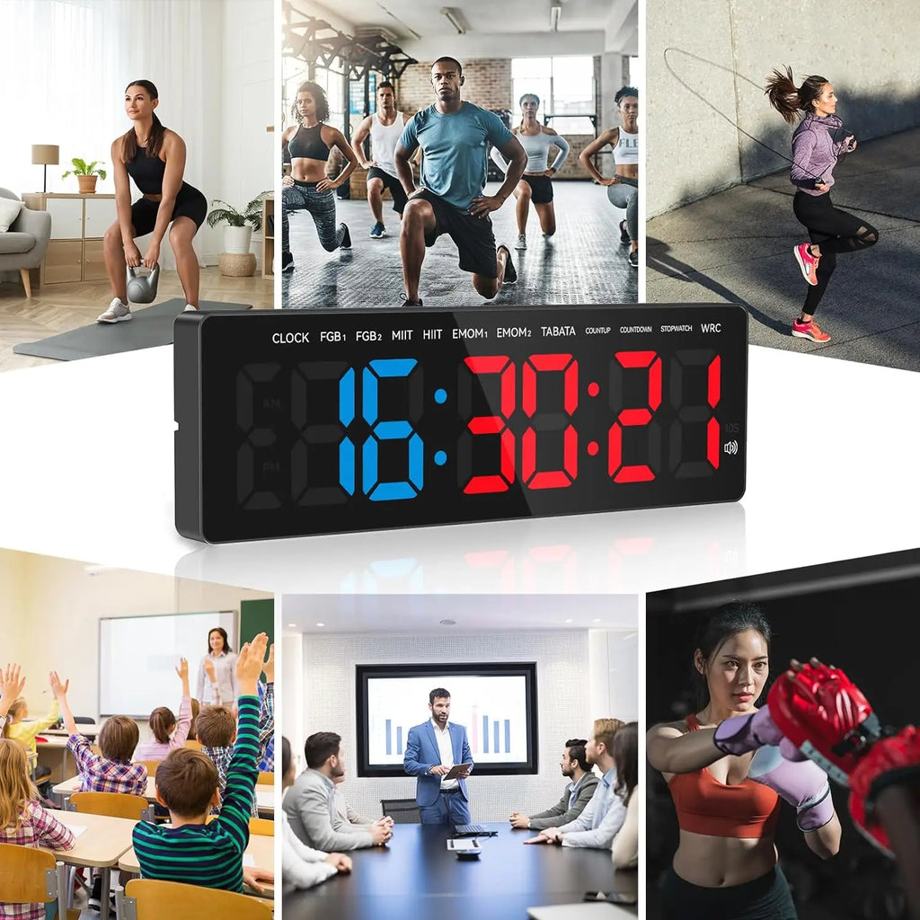 Gym Timer 3.5" Large LED Display Wall Clock Gym Interval Workout  Count Down & Up  Stopwatch Digital Timer for Fitness Home