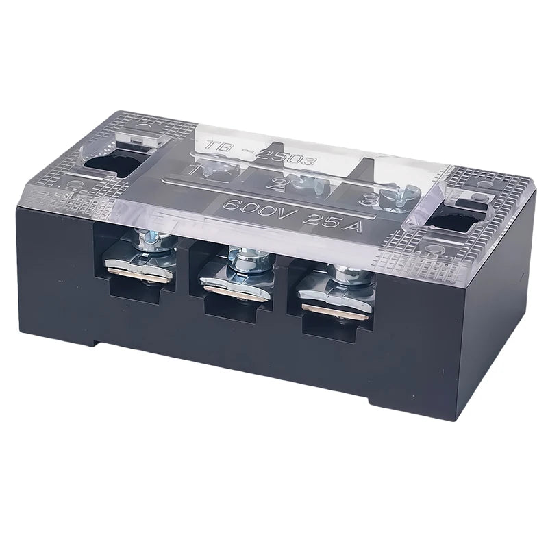 1PCS Dual Row Grounding Strip Wire Connector TB2503 Thick Copper Screw Terminal Block Flame Retardant Durable 600V 25A