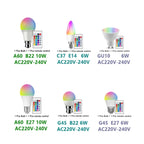 1-10PCS LED Intelligent RGBW Bulb GU10 E27 E14 24 Key Infrared Remote Control AC110V 230V 6W 10W Color Plus White Light Dimming