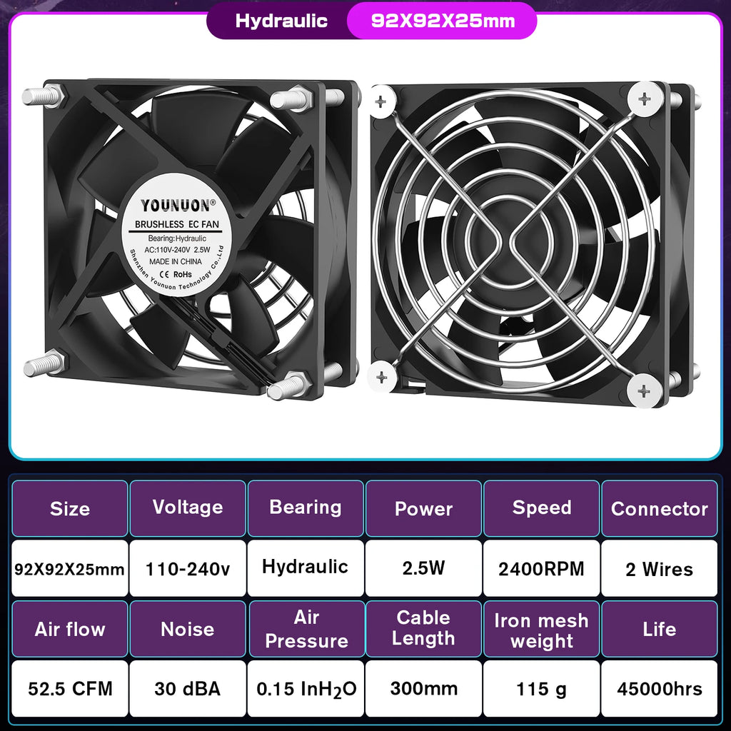 1PCS EC Brushlee Fan 6025/8025/9225/12025/12038/12032 AC 110V 115V 120V 220V 240V Cooling Cooler Fan