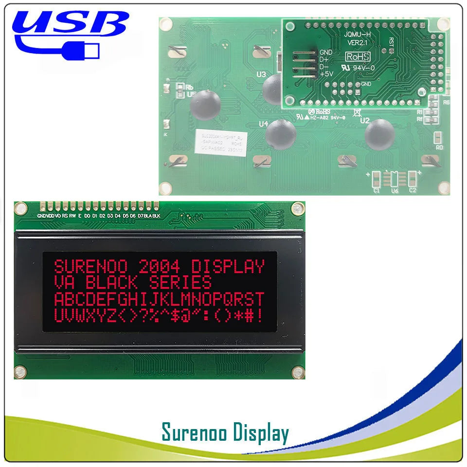 Surenoo LCD2USB USB 204 20X4 2004 Character LCD Module Display Screen Panel sutible LCD Smartie & AIDA64 for DIY PC