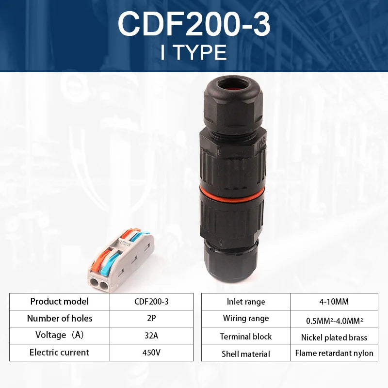 1Pcs I & T Shape Wire Connector 2/3/5 Pin Waterproof Connectors Fast Screw Connection Push-in Terminals Electric Junction Box
