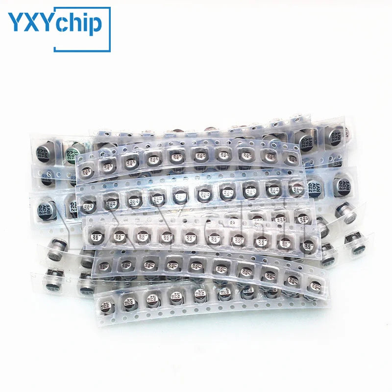 130PCS SMD Aluminum Electrolytic Capacitor Kit 1UF-220UF 13 Values Set of Capacitors Assorted Pack 10V 16V 25V 50V 1UF 10UF 47UF