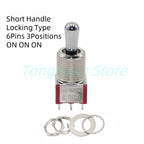 1pc SH 12mm T8013-Z1 ON-OFF-ON SPDT DPDT 3/6PinS 2/3Position Maintained Toggle Switch Large Short Handle 3A 250VAC/5A 125VAC