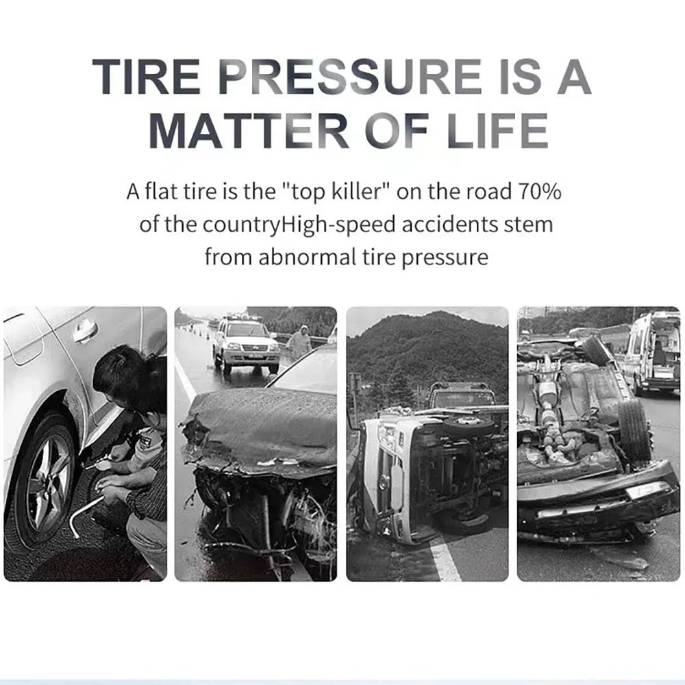Solar Power TPMS Car Tire Pressure Monitoring System Alarm Tyre Air Pressure Meter Gauge Temperature Warning With 4 Sensors