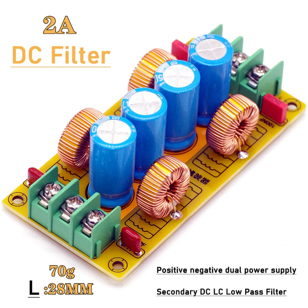Positive Negative Dual Power DC LC Low-Pass Filter Electromagnetic Interference EMI for Car Amplifier Noise Filtering