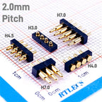 Spring-Loaded Pogo Pin Connector 2.0 mm Pitch 2 3 4 5 6 Pins Through Holes PCB SMD Height 3 4 4.5 7 mm Modular Contact Strip