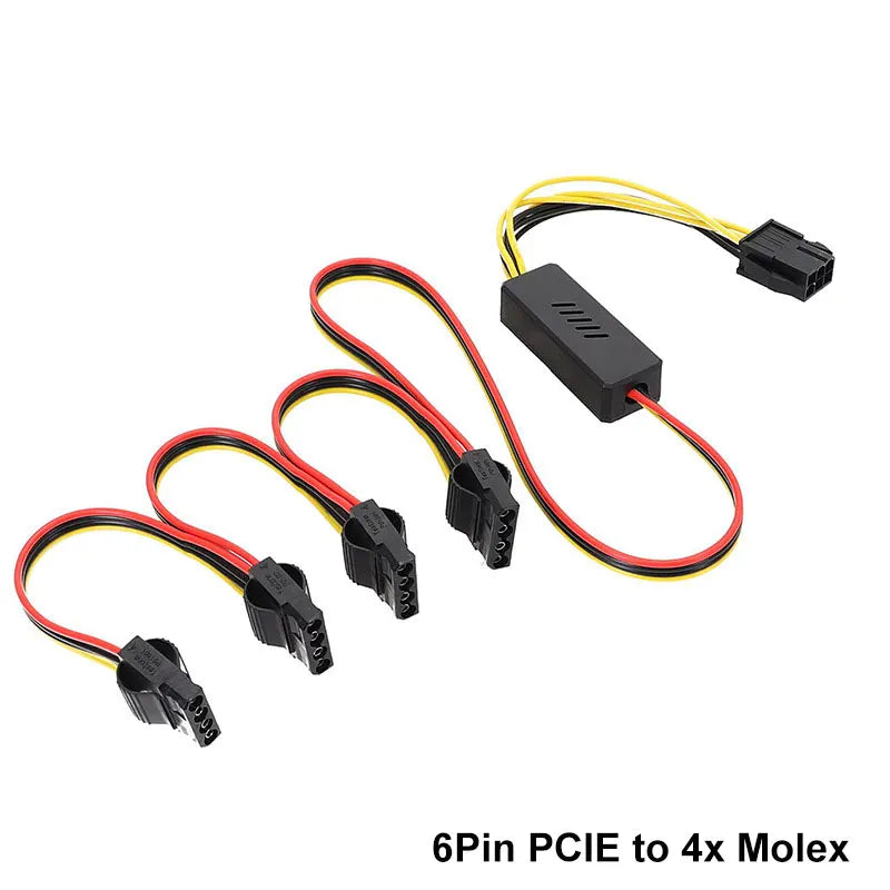 Angitu Adapter 6Pin GPU to Sata/Molex Hard Drive Cable 12V to 5V PCIE to 1x2x3x4xSATA Hard Drive Cable Molex 4PIN