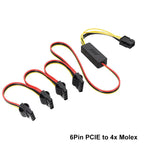 Angitu Adapter 6Pin GPU to Sata/Molex Hard Drive Cable 12V to 5V PCIE to 1x2x3x4xSATA Hard Drive Cable Molex 4PIN