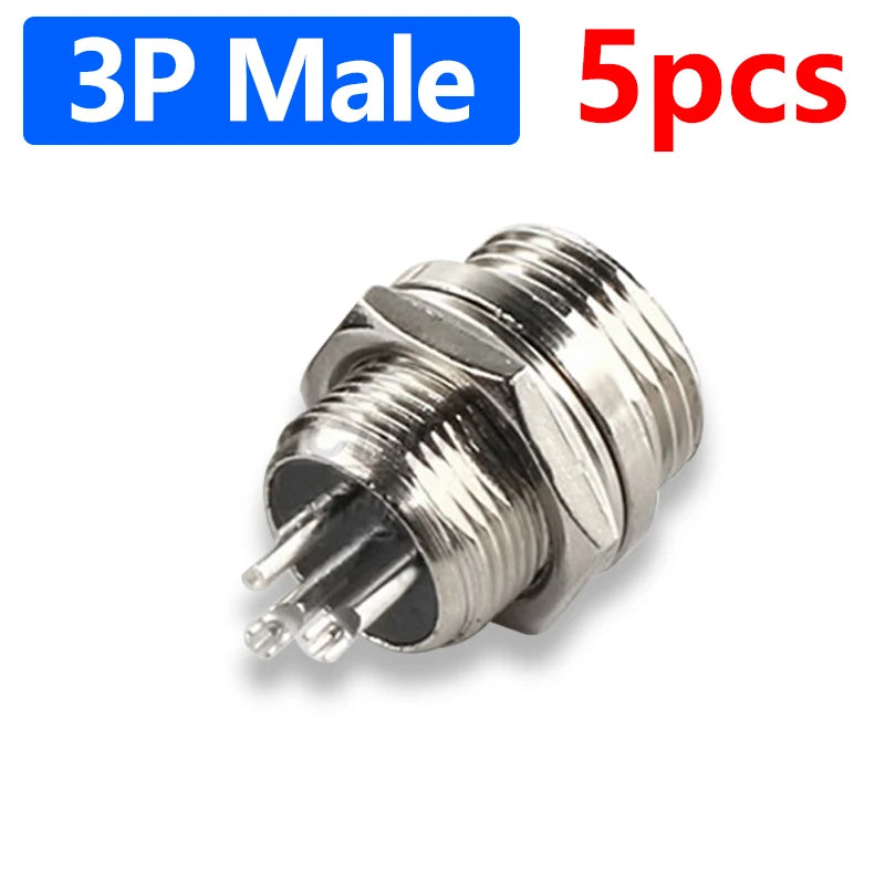Connector GX12 small metal aviation socket 2/3/4/5/6/7pin electric cable terminal fixed type and butt mobile type Female&male