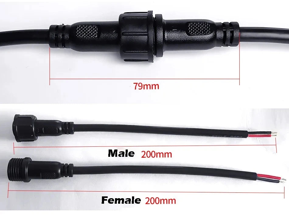5/20Pcs M16 Waterproof 2 3 4 5 Pin IP65 Cable Wire Plug for LED Strips Male and Female Jack 22mm nut Connector Wire 20CM OD 6mm