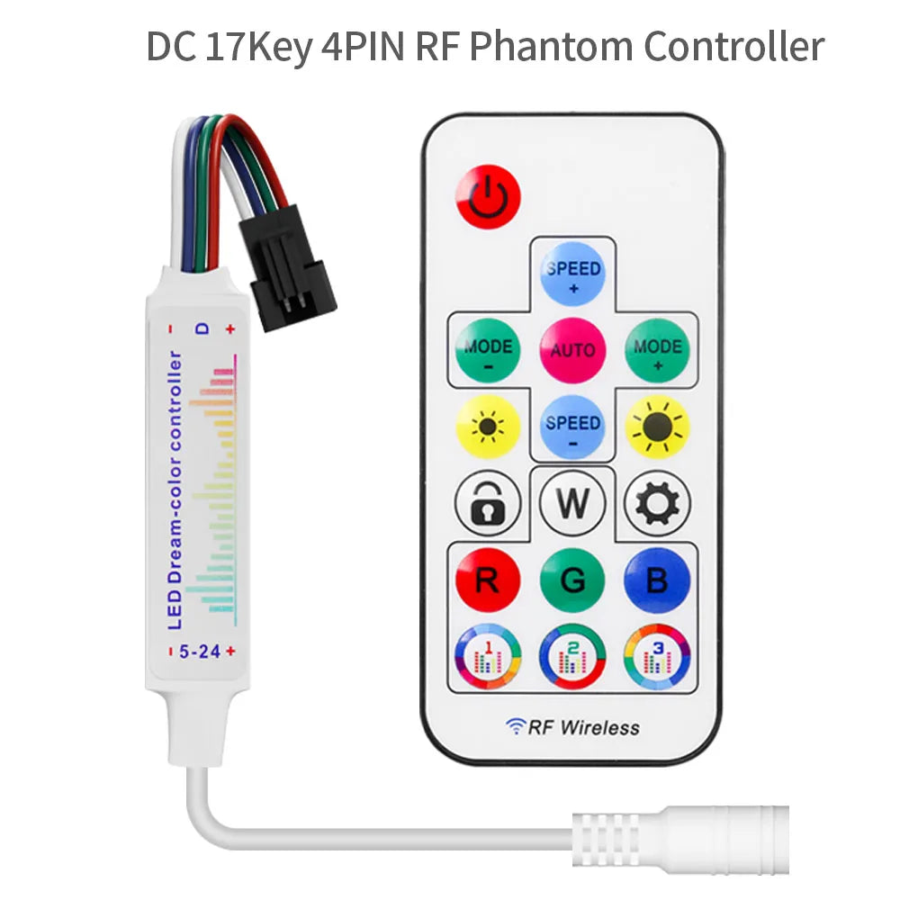 WS2811 WS2812B WS2813 WS2815 LED Pixels Strip Light Controller 3/4PIN USB/DC RF 14/17/21Keys LED Tape Remote Controller DC5-24V