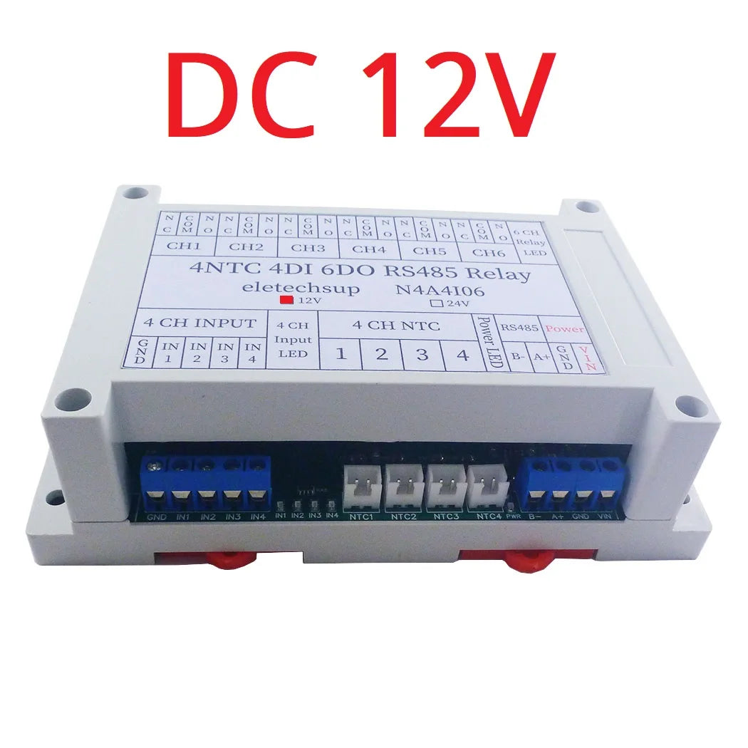 14CH Multifunction RS485 Network Bus NTC Temperature Collector 4AI-4DI-6DO Modbus RTU PLC Remote IO Analog Digital Expander