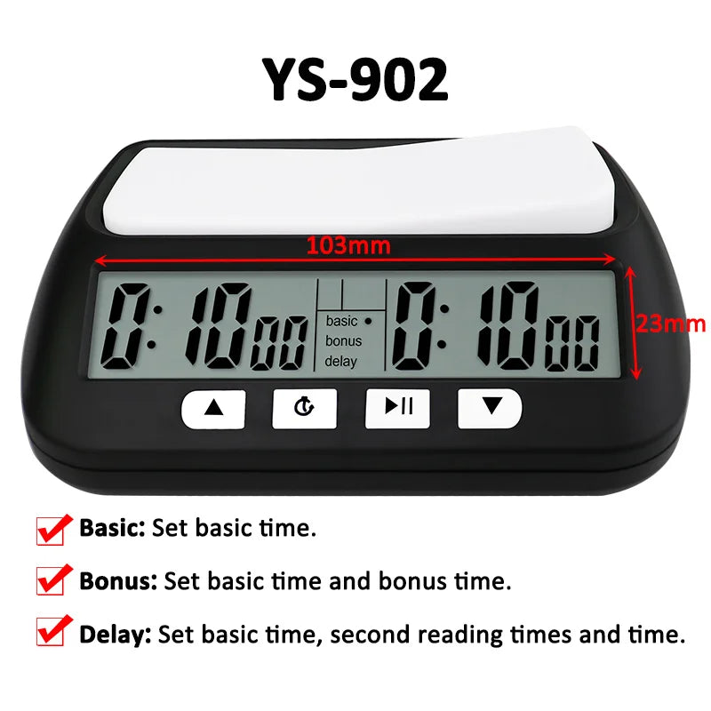 YS9901/YS902 Professional Chess Timekeeper Chess Digital Clock Multi-functional Digital Count Up/Down Precision Game Stopwatch