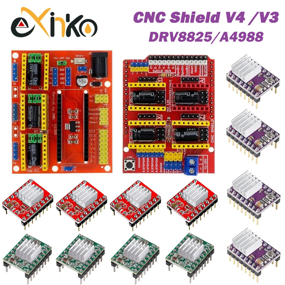 CNC Shield V4 CNC Shield V3 Engraving Machine 3D Printe+ 4pcs DRV8825 Or A4988 Driver Expansion Board For Arduino