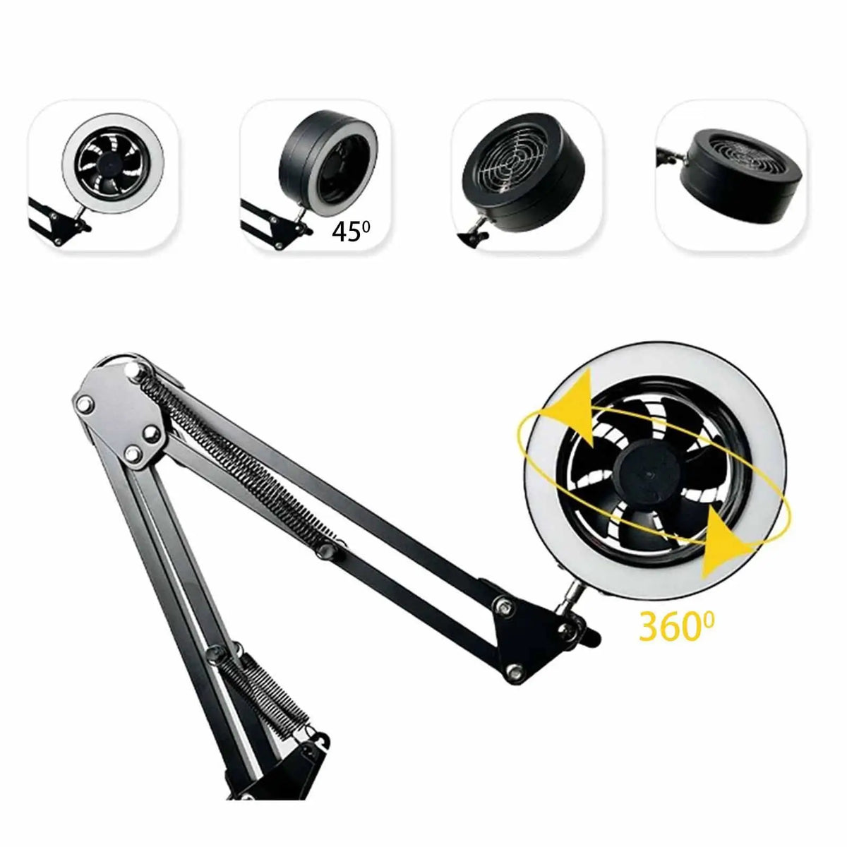 Solder Fume Extractor Fan Lamp Repair Adjustable for Kitchen Garage Workshop