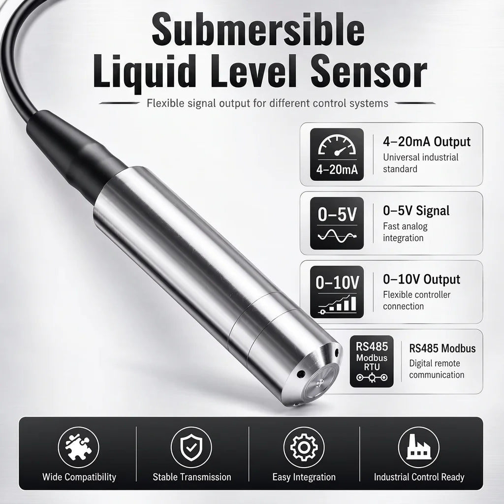 0-500M Range Hydrostatic Liquid Level Transmitter 4-20mA 0-10V 0-3.3V Output Water Pressure Level Sensor Probe 0-5M 10M 15M 50M