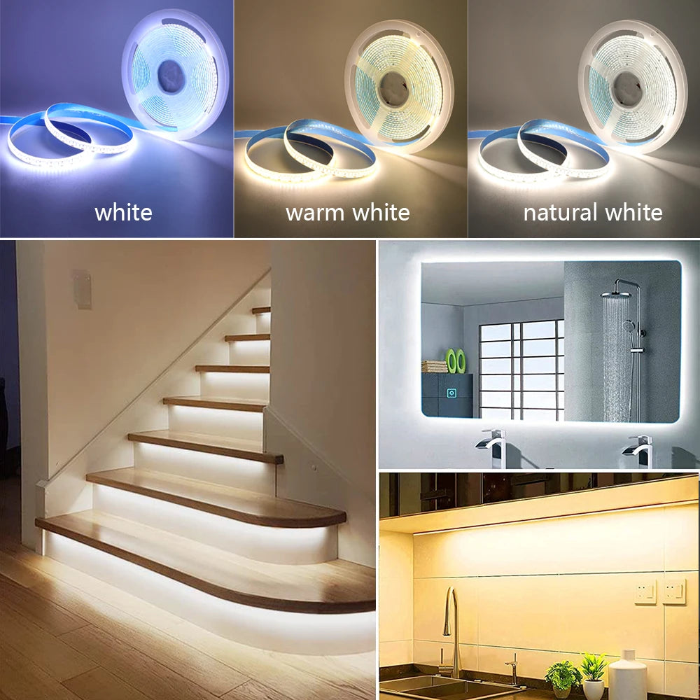 12V 24V LED Strip SMD 2835 Flexible LED Tape 5M 120 240 480Leds/m Waterproof Ribbon Diode Room Decor Warm Natural Cool White