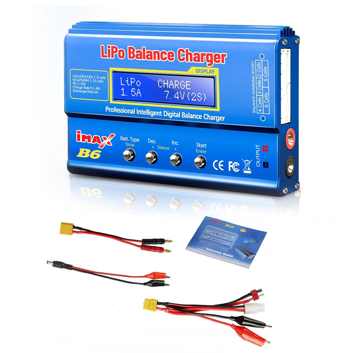 HTRC iMAX B6 80W Battery Charger Lipo NiMh Li-ion Ni-Cd Digital RC Lipo Charger + 15V 6A Adapter Balance Charger Discharger