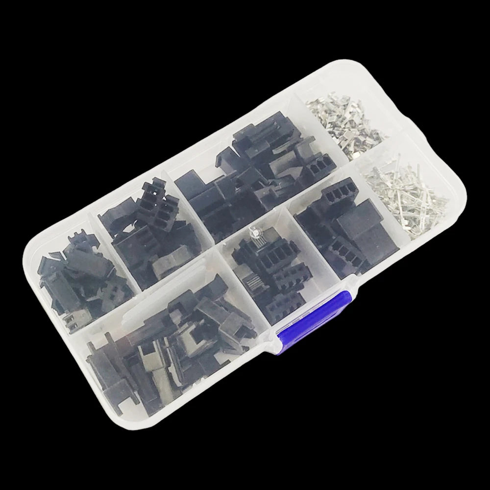 200 Pcs/Box JST SM 2.54mm 2P 3P 4P 5P Connector Kit, Male & Female Plug Housings with Crimp Terminals