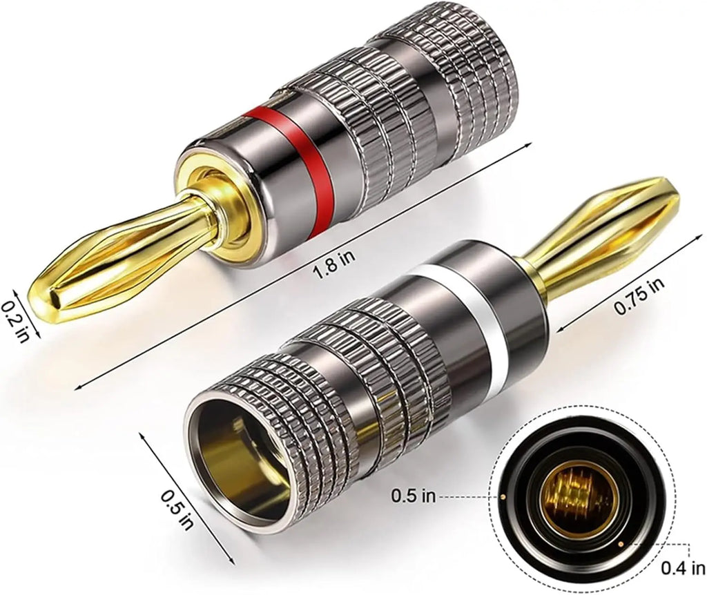 1-10PCS Dual Screw Locking 4MM Banana Plugs 24KGold Plated Copper OFC Speaker Connector for HIFI Audio System Terminal Adapter