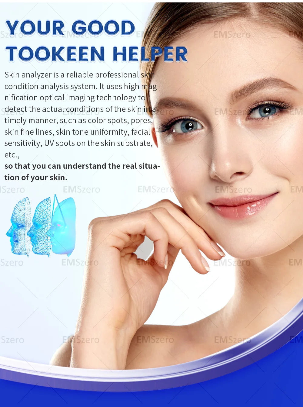 New 3D Facial Skin Analyzer Machine 15.6 inch Skin Analyzer Facial Machine 8 Light Spectrum Skin Analysis Scanner