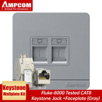 AMPCOM Wall Faceplate with CAT8 40Gbps STP Keystone Jack, RJ45 Self-Locking Zinc Alloy Module With 86mm Wall Plate