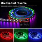 DC12V WS2818 RGB LED Strip 5M Smoke Gray Epoxy Coating Breakpoint Resume Individually Addressable 3M Adhesive Cuttable Dream Col