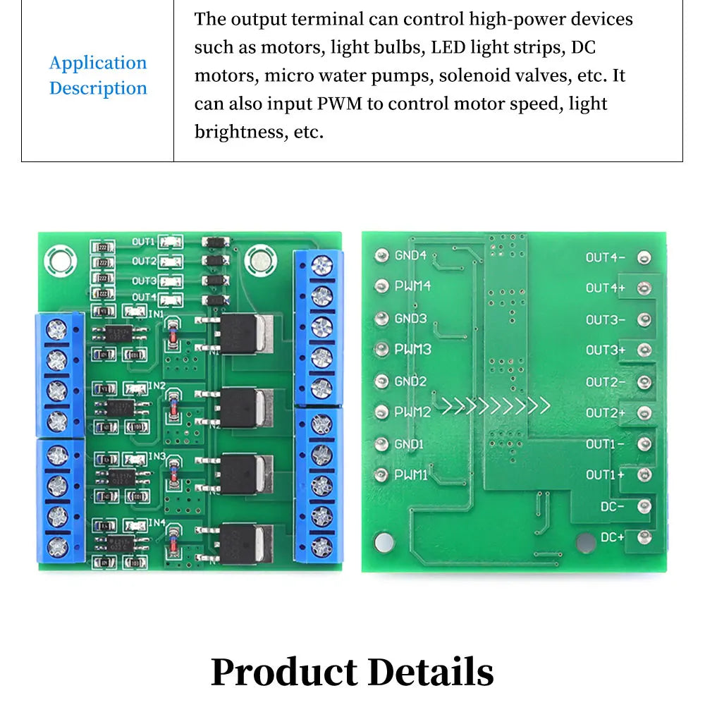 1/5/10Pcs 4-Channel MOS Optocoupler Isolation Module DC3-20V 10A Fotoelektrische Isolator with Signal Indicator Light