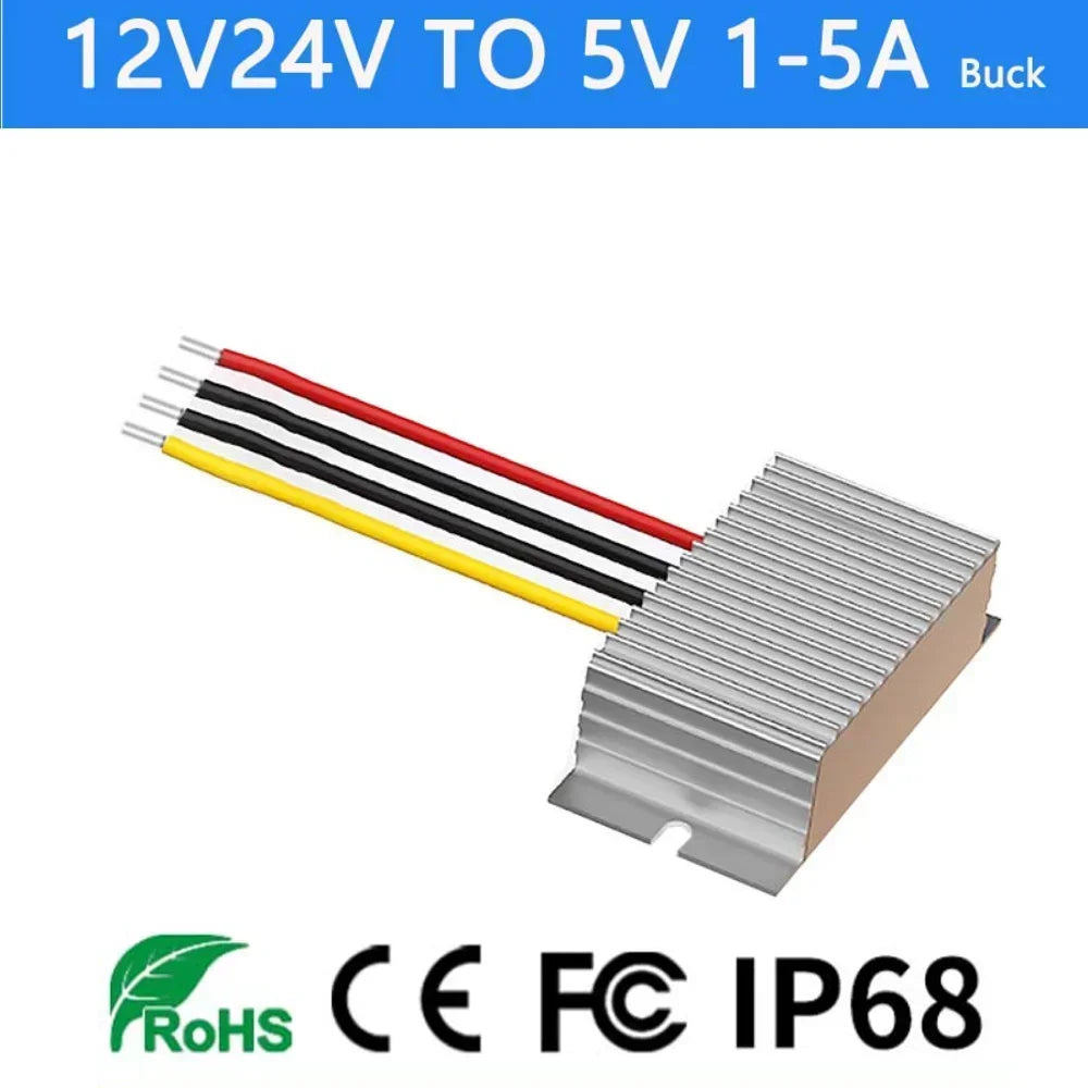 24V to 5V1A-5A 12V to 5V 5A 25W Power Converter Input Voltage 8-36V DC Step-down Module Buck to 5V Switching Power Supply