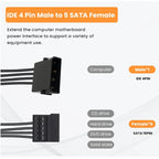 Molex 4 Pin Male to SATA Female Power Supply Cable,15 Pin SATA Power Splitter Converter Adapter Cable Hard Drive HDD SSD Cable