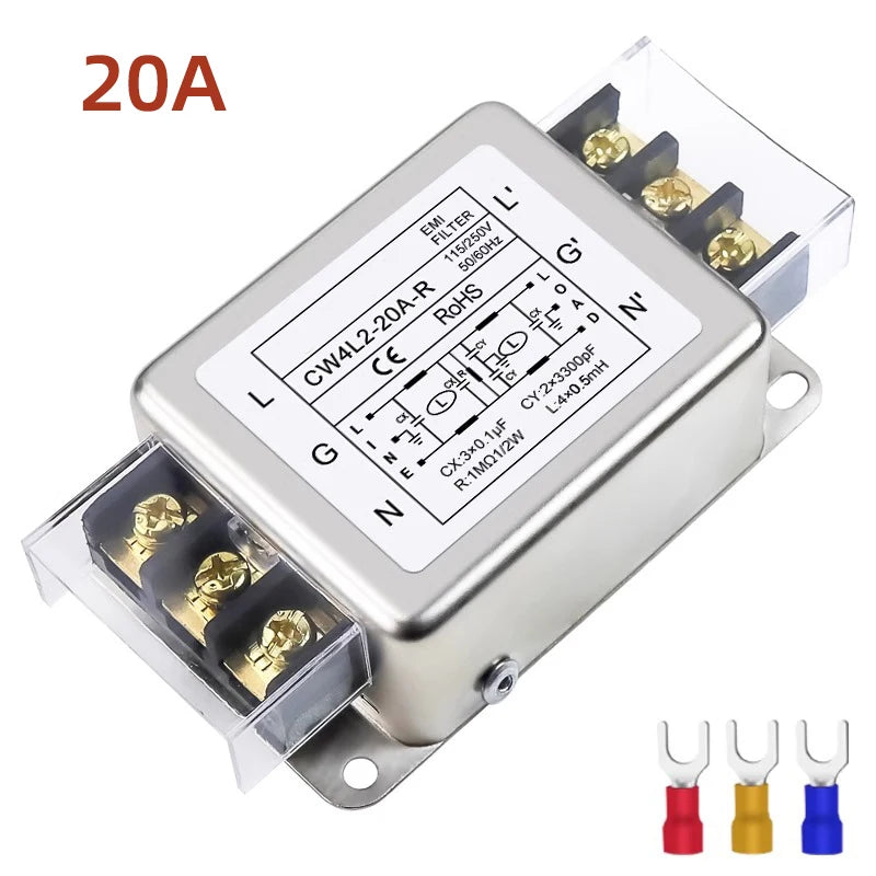 Power filter module CW4L2-20A 3A 6A 10A 20A power filter terminal type bipolar guide terminal block 220v AC EMI power supply ant