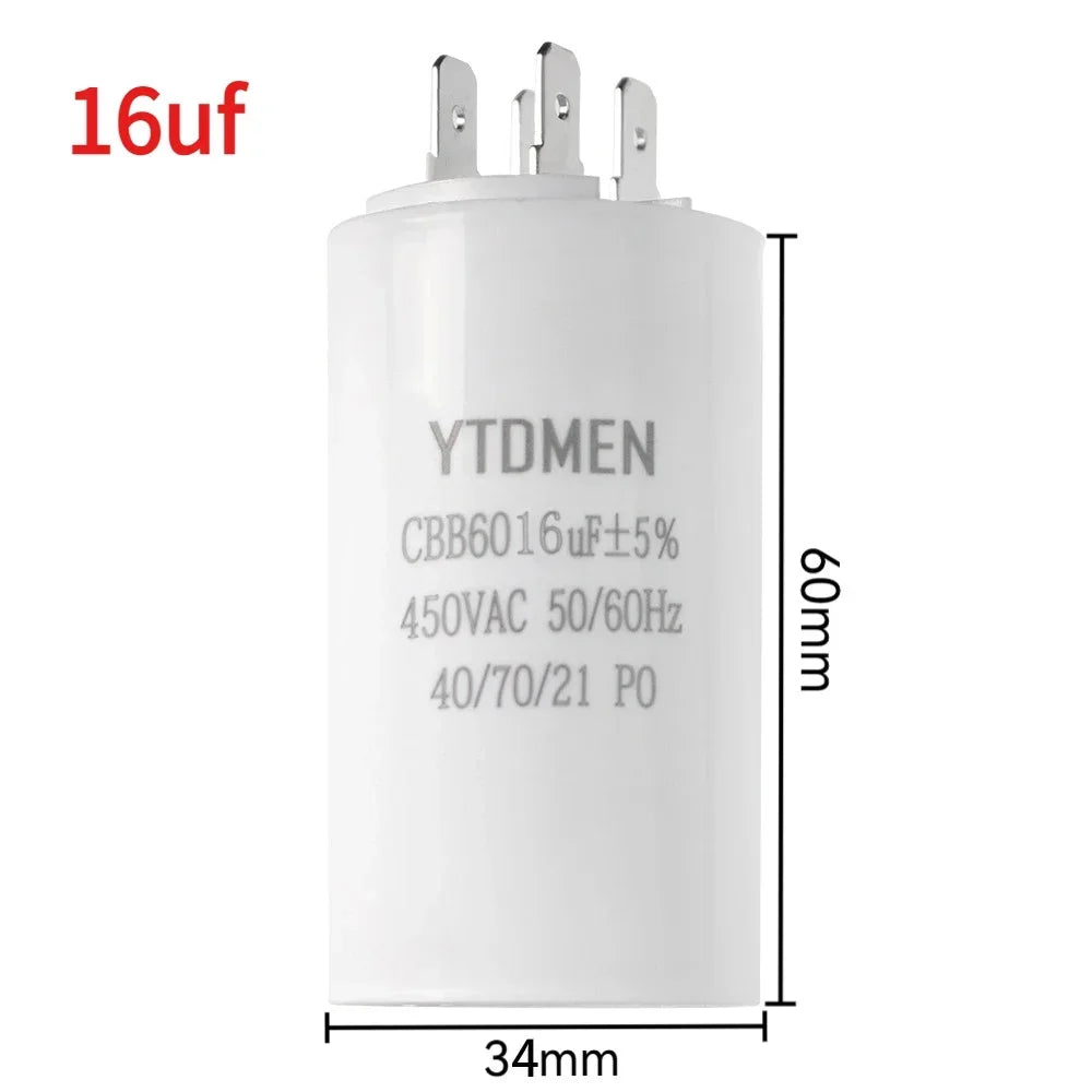 CBB60 450VAC 4~60μF ±5% 4-Pin Double Insert Motor Run Capacitor for Air Conditioner/Refrigerator/Pump，50/60Hz