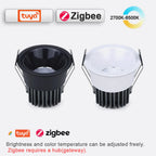 Recessed COB Spotlights 3CCT TUYA Bluetooth/Zigbee Matter Dimmable LED Downlight 110/220V Dimmable Ceiling Lamp Bedroom Kitchen